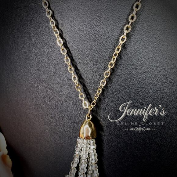3/$25 a new day Gold & Grey Bead Tassel Pendant Necklace - Picture 7 of 13
